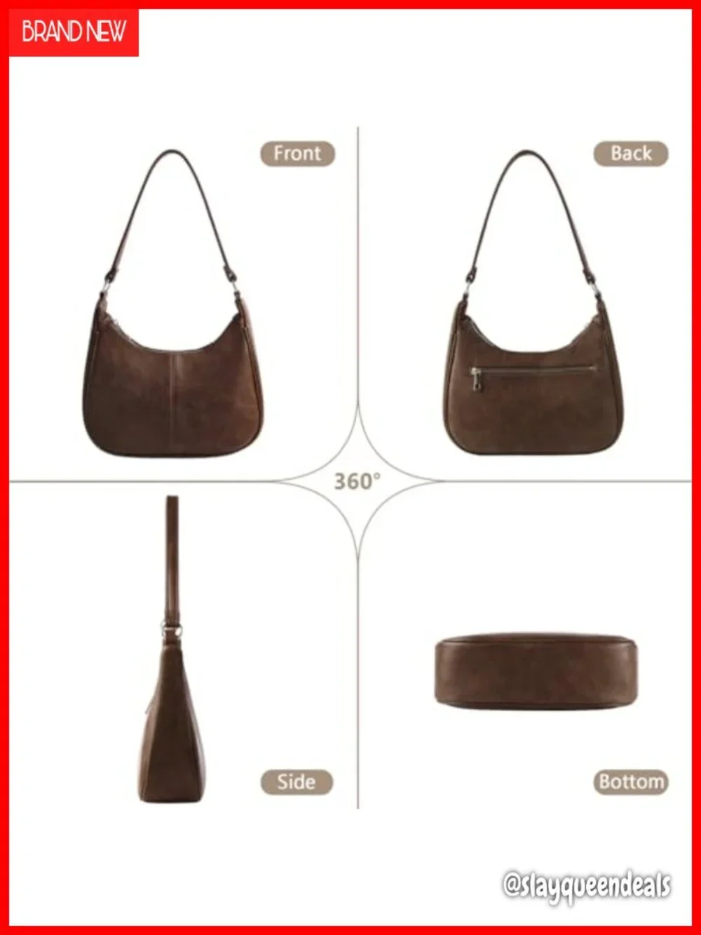 Women's Hobo Shoulder Bag Crossbody Adjustable Strap Vegan Leather Purse